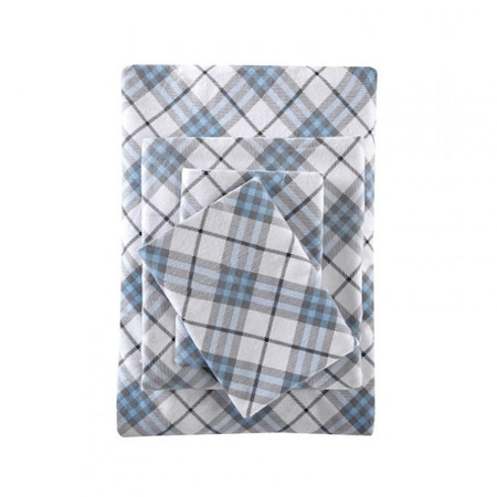 True North By Sleep Philosophy Cozy Flannel Sheet Set, Blue Plaid - King TN20-0084